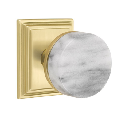 Emtek Select White Marble Door Knob Set with Conical Stem