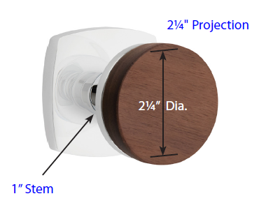 Emtek Select Dark Walnut knob Dimensions