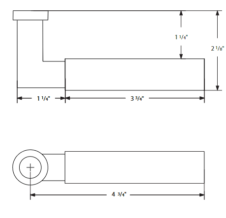 Emtek Select Dark Walnut Door Lever Set with L-Square Stem Dimensions