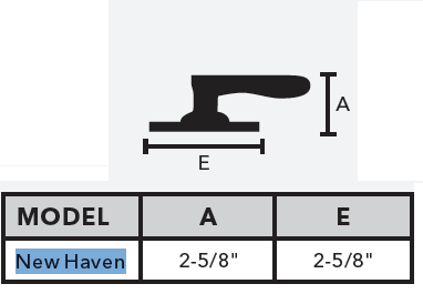 Weslock Premiere Essentials Collection New Haven Passage Door Lever Set Dimensions