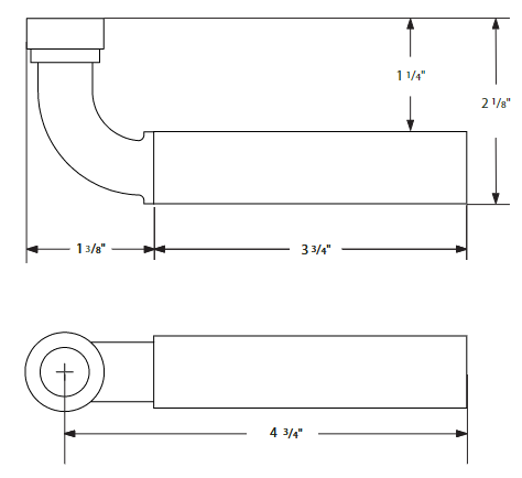 Emtek Select Dark Walnut Door Lever Set with R-Bar Stem Dimensions