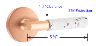 Emtek Select Terrazzo Door Lever Set with T-Bar Stem Dimensions