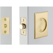 Emtek 2014 Rectangular Passage Pocket Door Tubular Lock shown in Satin Brass (US4)