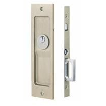 Emtek 2123 Sandcast Bronze Rustic Modern Rectangular Keyed Pocket Door Lock (TWB)