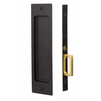 Emtek 2124 Sandcast Bronze Rustic Modern Rectangular Passage Pocket Door Lock Flat Black Bronze (FB)