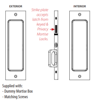 Emtek 2126 Sandcast Bronze Rustic Modern Rectangular Dummy Pocket Door Lock - sketch