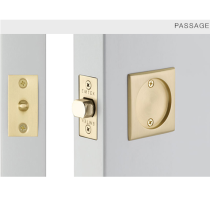 Emtek 2134 Square Pocket Door Tubular Lock Satin Brass