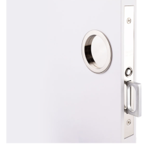 Emtek 2174 Round Passage Pocket Door Mortise Lock shown in Polished Chrome (US26)