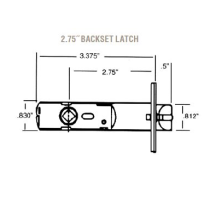 Baldwin Estate 5522 Knob Strength Passage Latch with 2-3/4" Backset Dimensions