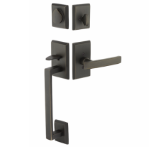 Emtek 451421 Sandcast Bronze Rustic Modern Rectangular Handleset in Medium Bronze