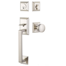 Emtek 4716 Transitional Heritage Sectional Handleset with Laurent Knob Satin Nickel