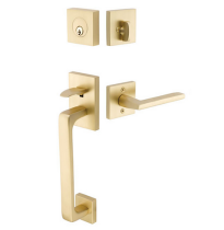 Emtek 4820 Baden Handleset with Helios Brass Lever Satin Brass