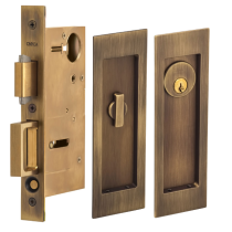 Omnia 7035/A.5 Modern Rectangular Keyed Entry Pocket Door Lock