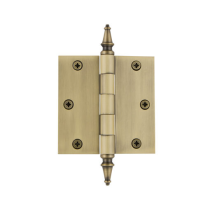 Grandeur 3.5" 812200 Brass Steeple Tip Hinge with Square Corners Vintage Brass