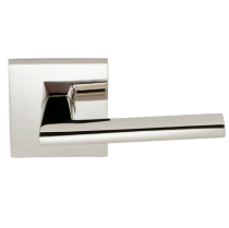 Omnia 925SQ Contemporary Door Lever Set with Square Rose Polished Nickel (US14)