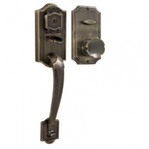 Weslock Colonial 1411 handleset with Eleganti Knob Antique Brass 