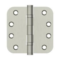 Deltana DSB4R5B15 4" x 4" Radius Corner Ball Bearing Solid Brass Hinges (Pair) Satin Nickel (US15)