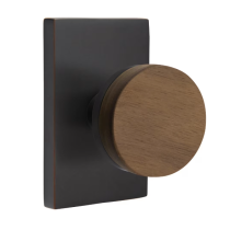 Emtek Select Dark Walnut Door Knob Set with Conical Rectangular Rose Flat Black