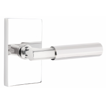 Emtek Select T-Bar Faceted Lever with Modern Rectangular Rose in Polished chrome