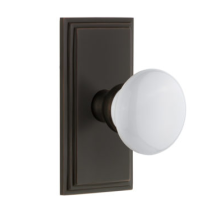 Grandeur Hyde Park Door Knob Set with Carre Short Plate Timeless Bronze