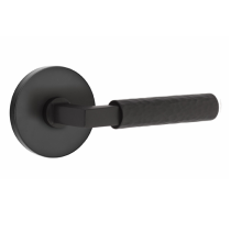 Emtek L-Square Hammered Lever w/Disk Rose in Flat Black