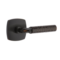 Emtek Select Hammered Door Lever Set with R-Bar Stem w/Urban Modern Rose Oil Rubbed Bronze