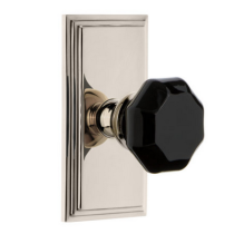  PolisGrandeur Lyon Crystal Door Knob Set with Carre Shortplatehed Nickel