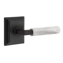 Emtek Select White Marble Modern Door Lever Set with L-Square Stem w/Wilshire Rose