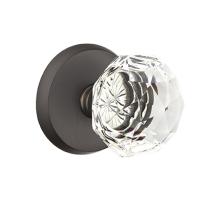 Emtek Bronze Diamond Crystal Door Knob with #2 Rose Flat Black Patina