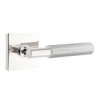 Emtek Select Straight Knurled Door Lever Set with T-Bar Stem Square Rose Polished chrome