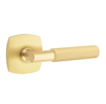 Emtek Select Straight Knurled Door Lever Set with T-Bar Stem Neos Rose Satin Brass