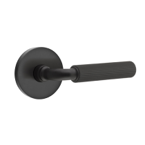 Emtek Select Straight Knurled Door Lever Set with R-Bar Stem w/Disk Rose Flat Black