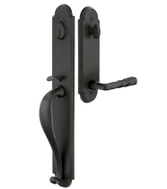 Emtek 451332 Greeley Handleset with Montrose Lever Flat Black Patina (FB)