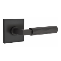 Emtek Select Tribeca Door Lever Set with L-Square Stem with Square Rose in Flat Black