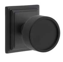 Emtek Modern Verve Door Knob Set with Wilshire Rose in Flat Balck