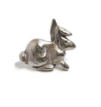 Emenee MK1049 Rabbit Cabinet Knob shown in Antique Matte Silver (AMS)