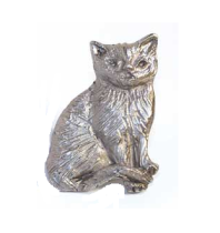 Emenee MK1092 Cat Cabinet Knob shown in Antique Matte Silver (AMS)