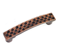 Emenee OR136 Checkerboard Cabinet Pull shown in Antique Matte Copper (ACO)