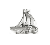 Emenee OR209 Sailboat Cabinet Knob shown in Antique Bright Silver (ABS)