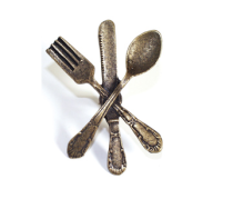 Emenee OR251 Fork, Knife & Spoon Cabinet Knob shown in Antique Matte Brass (ABR)