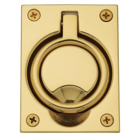 Baldwin 0395 Flush Ring Pull in Polished Brass (030)