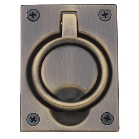 Baldwin 0395 Flush Ring Pull in Satin Brass & Black (050)