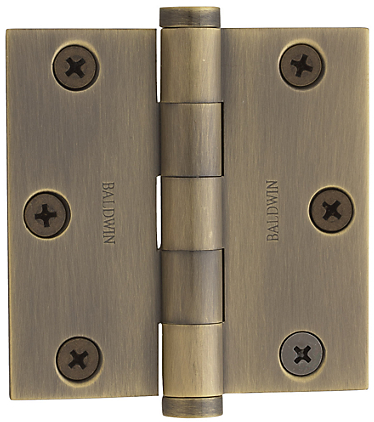 Baldwin Brass 3" x 3" Square Corner Hinge Satin Brass and Black (050 )