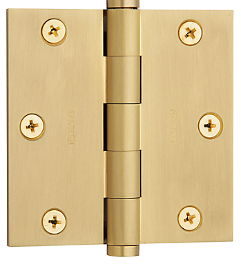 Baldwin 1035 Brass 3 1/2 x 3 1/2 Square Corner Hinge Satin Brass (040)