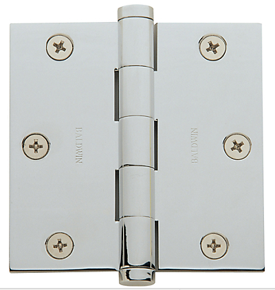 Baldwin 1035 Brass 3 1/2 x 3 1/2 Square Corner Hinge Polished Chrome (260)