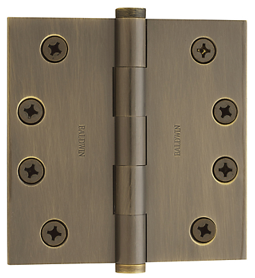 Baldwin Brass 4" x 4" Square Corner Hinge Satin Brass and Black (050)