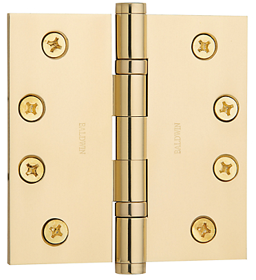 Baldwin Brass 4" x 4" Ball Bearing Square Corner Hinge Polished Brass (030)