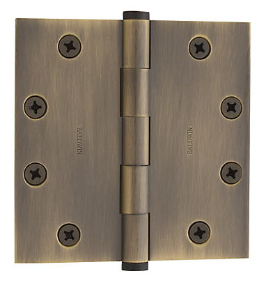 Baldwin Brass 4 1/2" x 4 1/2" Square Corner Hinge Satin Brass and Black (050)