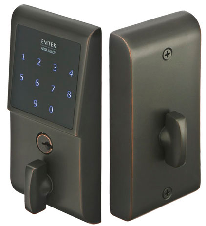 Emtek E3020 EMTouch Brass Keypad Deadbolt shown in Oil Rubbed Bronze (US10B)