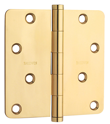 Baldwin 1440 Brass 4" x 4" Radius Corner Hinge Polished Brass (030)